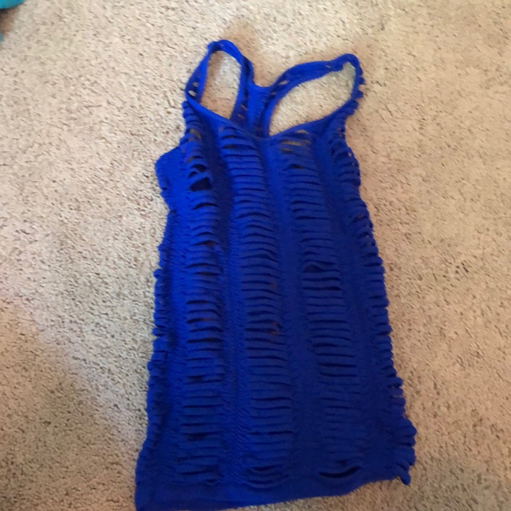 Malibu sugar ribbed/cut royal blue tank